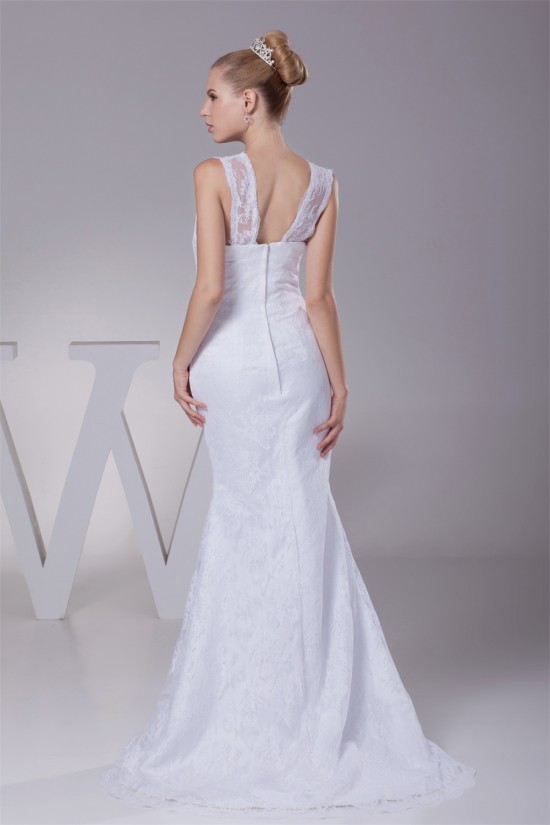 Mermaid/Trumpet V-Neck Sleeveless Satin Lace Best Wedding Dresses 2030510 Mermaid/Trumpet V-Neck Sleeveless Satin Lace Best Wedding Dresses 2030510
