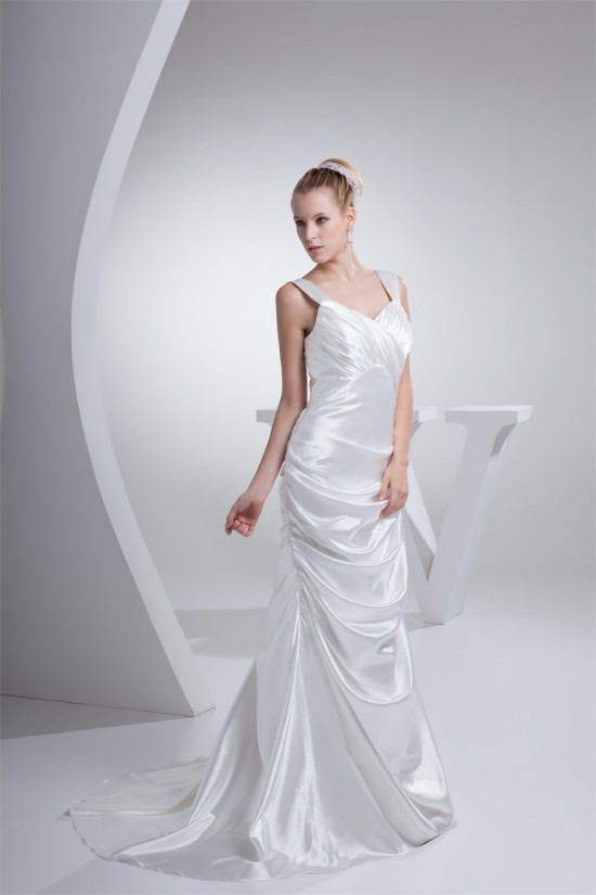 V-Neck Sheath/Column Taffeta Illusion Sleeves New Arrival Wedding Dresses 2030512