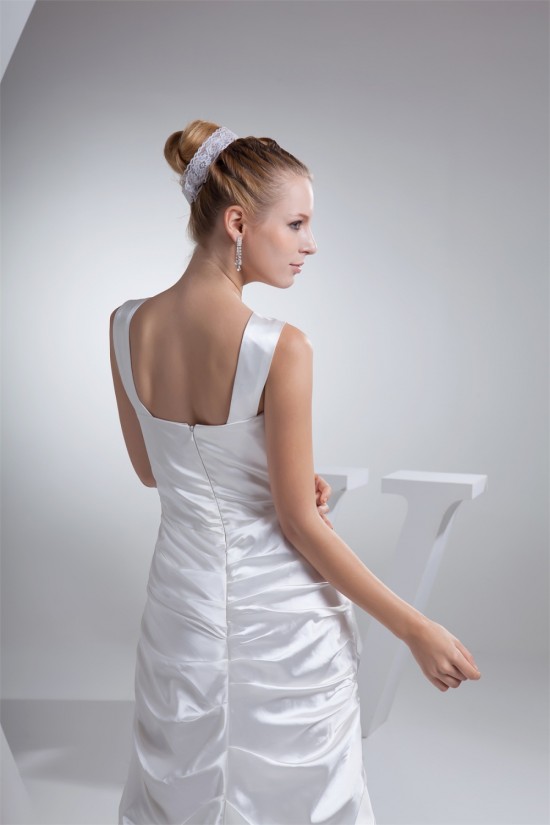 V-Neck Sheath/Column Taffeta Illusion Sleeves New Arrival Wedding Dresses 2030512