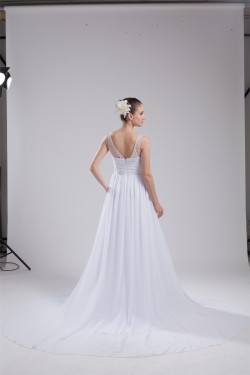 A-Line V-Neck Sleeveless Chiffon Beaded Most Beautiful Wedding Dresses 2030513