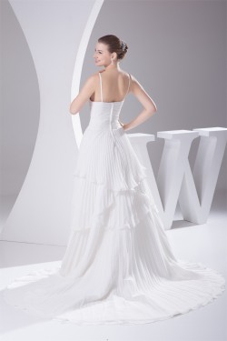 Wholesale A-Line V-Neck Chiffon Satin Sleeveless Best Wedding Dresses 2030514