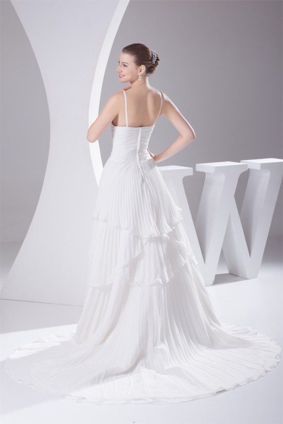 Wholesale A-Line V-Neck Chiffon Satin Sleeveless Best Wedding Dresses 2030514