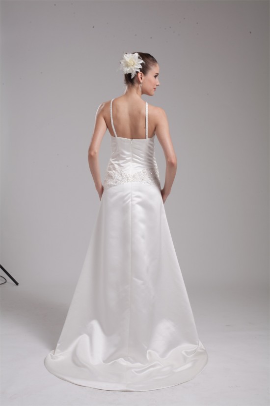 Wonderful Satin Sleeveless Halter A-Line Bead Wedding Dresses 2030522 Wonderful Satin Sleeveless Halter A-Line Bead Wedding Dresses 2030522