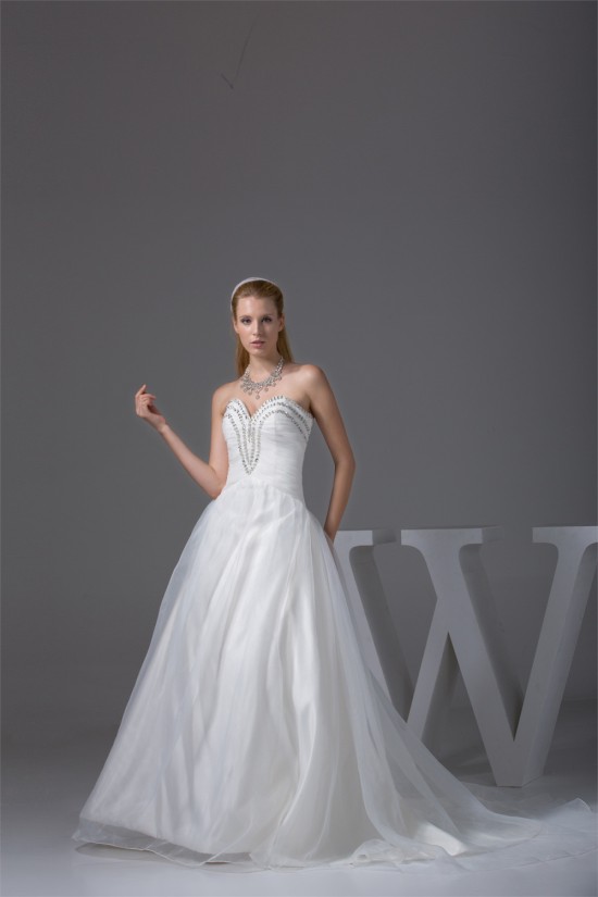 Wonderful Sleeveless A-Line Satin Organza Sweetheart Beaded Wedding Dresses 2030523 Wonderful Sleeveless A-Line Satin Organza Sweetheart Beaded Wedding Dresses 2030523