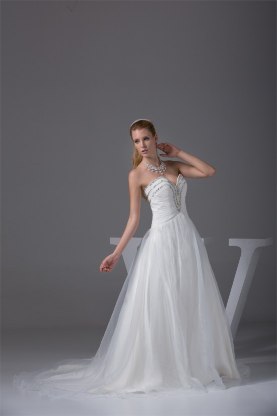 Wonderful Sleeveless A-Line Satin Organza Sweetheart Beaded Wedding Dresses 2030523 Wonderful Sleeveless A-Line Satin Organza Sweetheart Beaded Wedding Dresses 2030523