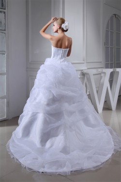 Wonderful Sleeveless Square Satin Organza Ball Gown Wedding Dresses 2030524