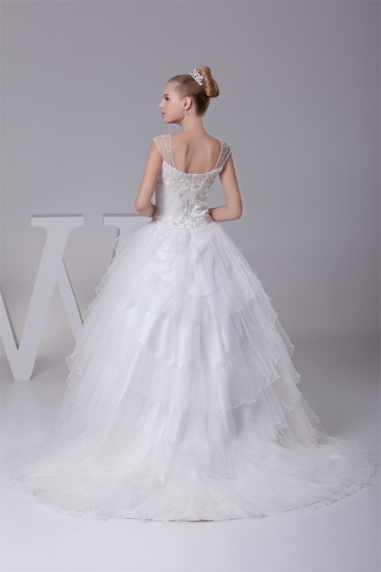 Wonderful Sleeveless Straps A-Line Satin Fine Netting Wedding Dresses 2030525 Wonderful Sleeveless Straps A-Line Satin Fine Netting Wedding Dresses 2030525