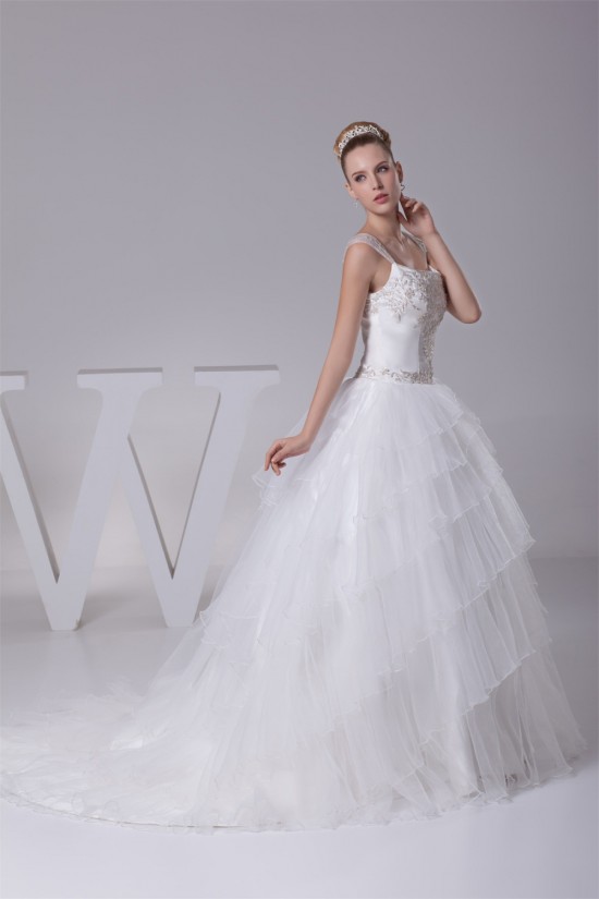 Wonderful Sleeveless Straps A-Line Satin Fine Netting Wedding Dresses 2030525 Wonderful Sleeveless Straps A-Line Satin Fine Netting Wedding Dresses 2030525