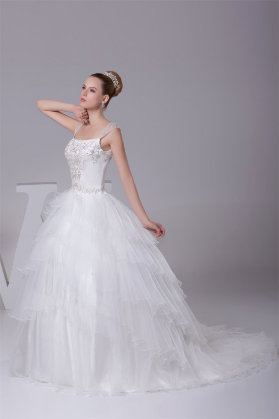 Wonderful Sleeveless Straps A-Line Satin Fine Netting Wedding Dresses 2030525 Wonderful Sleeveless Straps A-Line Satin Fine Netting Wedding Dresses 2030525