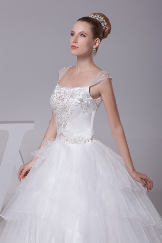 Wonderful Sleeveless Straps A-Line Satin Fine Netting Wedding Dresses 2030525 Wonderful Sleeveless Straps A-Line Satin Fine Netting Wedding Dresses 2030525