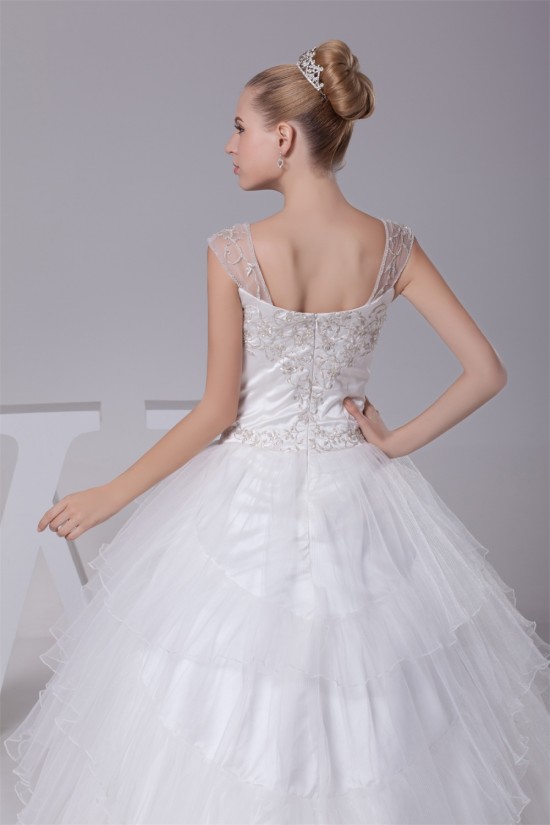 Wonderful Sleeveless Straps A-Line Satin Fine Netting Wedding Dresses 2030525 Wonderful Sleeveless Straps A-Line Satin Fine Netting Wedding Dresses 2030525