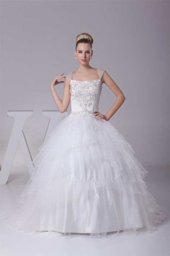 Wonderful Sleeveless Straps A-Line Satin Fine Netting Wedding Dresses 2030525 Wonderful Sleeveless Straps A-Line Satin Fine Netting Wedding Dresses 2030525