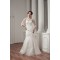 3/4 Length Sleeve Satin Portrait A-Line Most Beautiful Beaded Lace Wedding Dresses 2030527