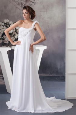 A-Line Chiffon One-Shoulder Most Beautiful Wedding Dresses Maternity Wedding Dresses 2030528