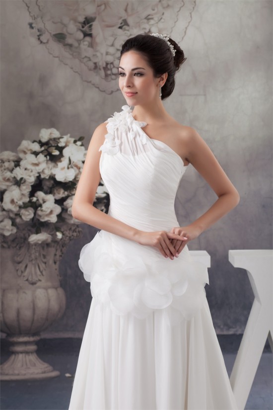 A-Line Chiffon Satin Sleeveless One-Shoulder Most Beautiful Wedding Dresses 2030529 A-Line Chiffon Satin Sleeveless One-Shoulder Most Beautiful Wedding Dresses 2030529