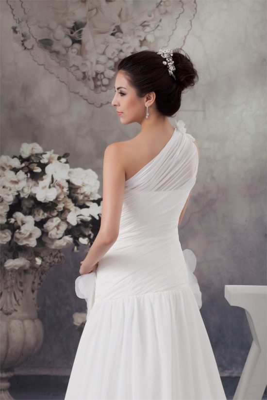 A-Line Chiffon Satin Sleeveless One-Shoulder Most Beautiful Wedding Dresses 2030529 A-Line Chiffon Satin Sleeveless One-Shoulder Most Beautiful Wedding Dresses 2030529