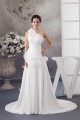 A-Line Chiffon Satin Sleeveless One-Shoulder Most Beautiful Wedding Dresses 2030529 A-Line Chiffon Satin Sleeveless One-Shoulder Most Beautiful Wedding Dresses 2030529