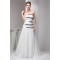 A-Line Chiffon Silk like Satin Strapless Beaded Sweep Train Wedding Dresses 2030530