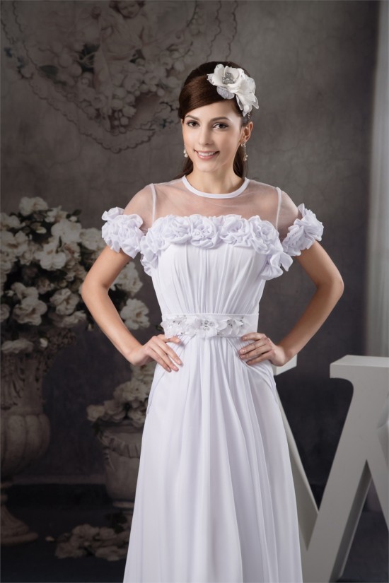 A-Line Floor-Length Chiffon Silk like Satin Fine Netting Wedding Dresses 2030531 A-Line Floor-Length Chiffon Silk like Satin Fine Netting Wedding Dresses 2030531