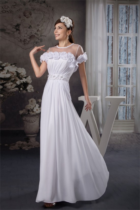 A-Line Floor-Length Chiffon Silk like Satin Fine Netting Wedding Dresses 2030531 A-Line Floor-Length Chiffon Silk like Satin Fine Netting Wedding Dresses 2030531