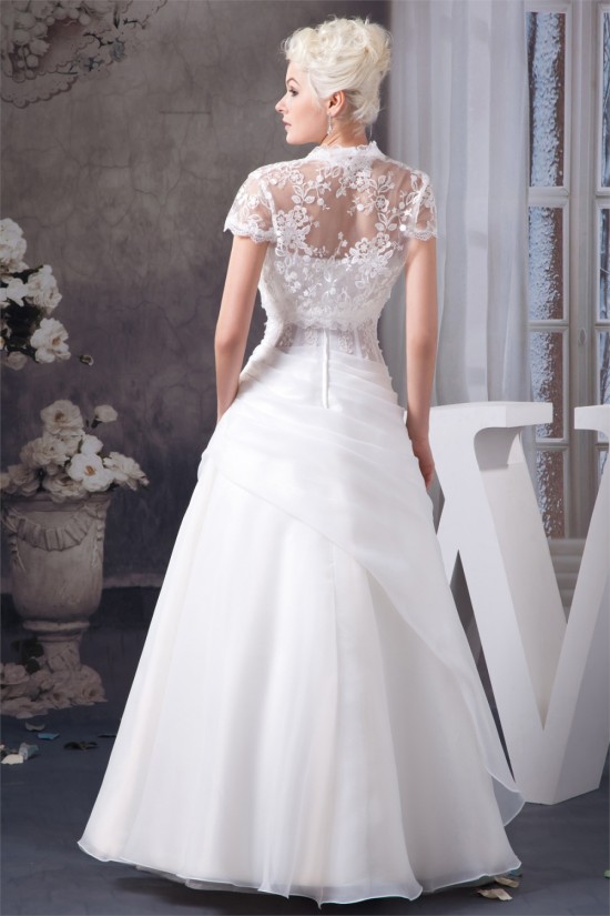 A-Line Halter Satin Lace Sleeveless Wedding Dresses with Jacket 2030532 A-Line Halter Satin Lace Sleeveless Wedding Dresses with Jacket 2030532