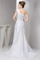 A-Line One-Shoulder Sleeveless Satin Taffeta Sweet Wedding Dresses 2030534