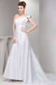 A-Line One-Shoulder Sleeveless Satin Taffeta Sweet Wedding Dresses 2030534