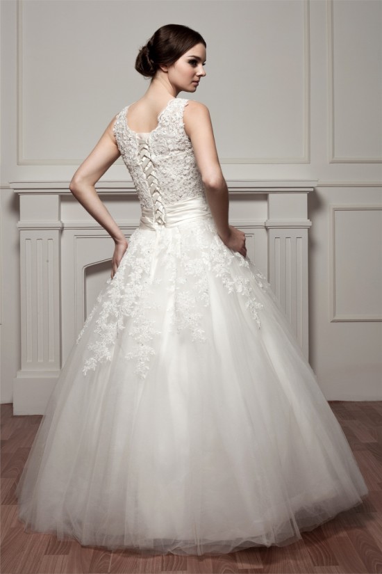 A-Line Satin Fine Netting Sleeveless Portrait Lace Wedding Dresses 2030535 A-Line Satin Fine Netting Sleeveless Portrait Lace Wedding Dresses 2030535