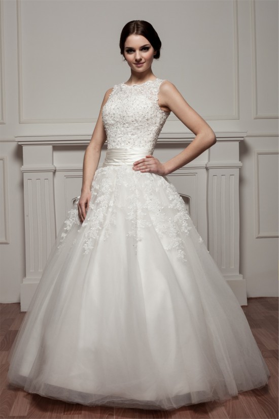 A-Line Satin Fine Netting Sleeveless Portrait Lace Wedding Dresses 2030535 A-Line Satin Fine Netting Sleeveless Portrait Lace Wedding Dresses 2030535