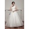 A-Line Satin Fine Netting Sleeveless Portrait Lace Wedding Dresses 2030535