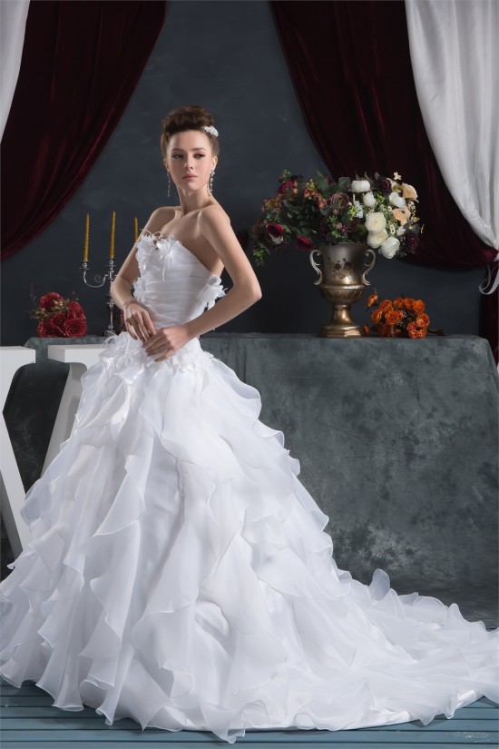 A-Line Satin Sweetheart Sleeveless Most Beautiful Wedding Dresses 2030536