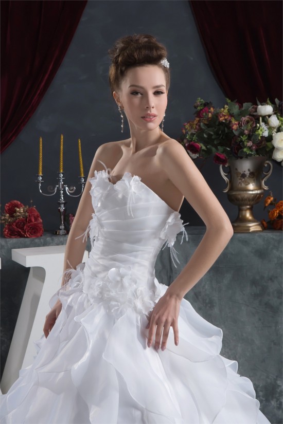 A-Line Satin Sweetheart Sleeveless Most Beautiful Wedding Dresses 2030536
