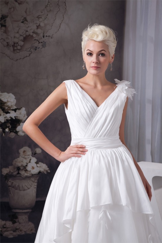 A-Line Satin Taffeta Sleeveless V-Neck Wedding Dresses 2030537 A-Line Satin Taffeta Sleeveless V-Neck Wedding Dresses 2030537