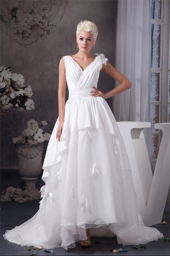 A-Line Satin Taffeta Sleeveless V-Neck Wedding Dresses 2030537 A-Line Satin Taffeta Sleeveless V-Neck Wedding Dresses 2030537