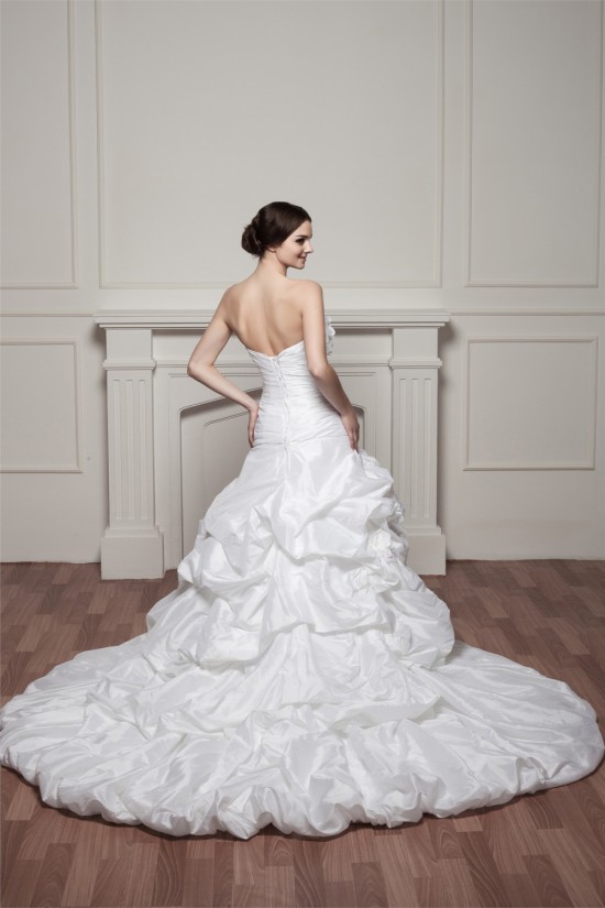 A-Line Satin Taffeta Strapless Sleeveless Chapel Train Wedding Dresses 2030538 A-Line Satin Taffeta Strapless Sleeveless Chapel Train Wedding Dresses 2030538