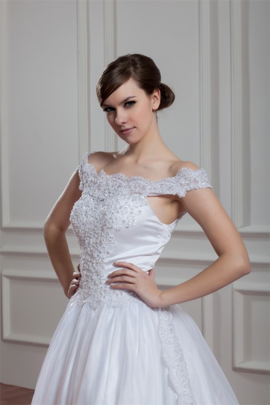A-Line Sleeveless Off-the-Shoulder Satin Organza Lace Wedding Dresses 2030540 A-Line Sleeveless Off-the-Shoulder Satin Organza Lace Wedding Dresses 2030540