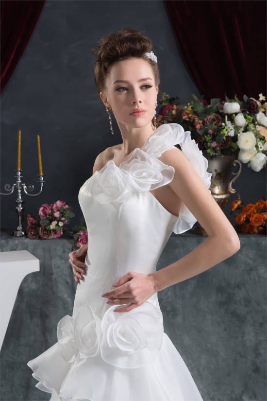 A-Line Sleeveless One-Shoulder Satin Satin Organza Sweet Wedding Dresses 2030541 A-Line Sleeveless One-Shoulder Satin Satin Organza Sweet Wedding Dresses 2030541