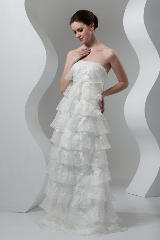 A-Line Sleeveless Satin Lace Organza Strapless Embellished Wedding Dresses 2030543 A-Line Sleeveless Satin Lace Organza Strapless Embellished Wedding Dresses 2030543