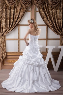 A-Line Sleeveless Satin Taffeta Sweetheart Sweet Wedding Dresses 2030546