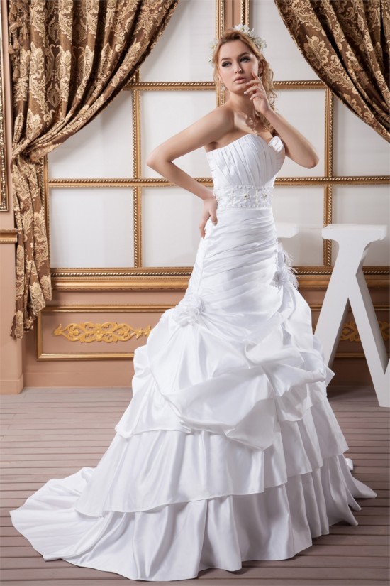 A-Line Sleeveless Satin Taffeta Sweetheart Sweet Wedding Dresses 2030546 A-Line Sleeveless Satin Taffeta Sweetheart Sweet Wedding Dresses 2030546