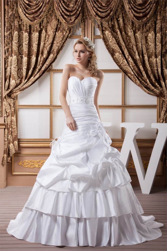 A-Line Sleeveless Satin Taffeta Sweetheart Sweet Wedding Dresses 2030546 A-Line Sleeveless Satin Taffeta Sweetheart Sweet Wedding Dresses 2030546