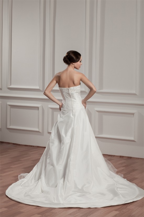 A-Line Sleeveless Satin Taffeta Sweetheart Sweet Wedding Dresses 2030547 A-Line Sleeveless Satin Taffeta Sweetheart Sweet Wedding Dresses 2030547