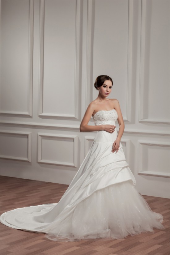 A-Line Sleeveless Satin Taffeta Sweetheart Sweet Wedding Dresses 2030547 A-Line Sleeveless Satin Taffeta Sweetheart Sweet Wedding Dresses 2030547
