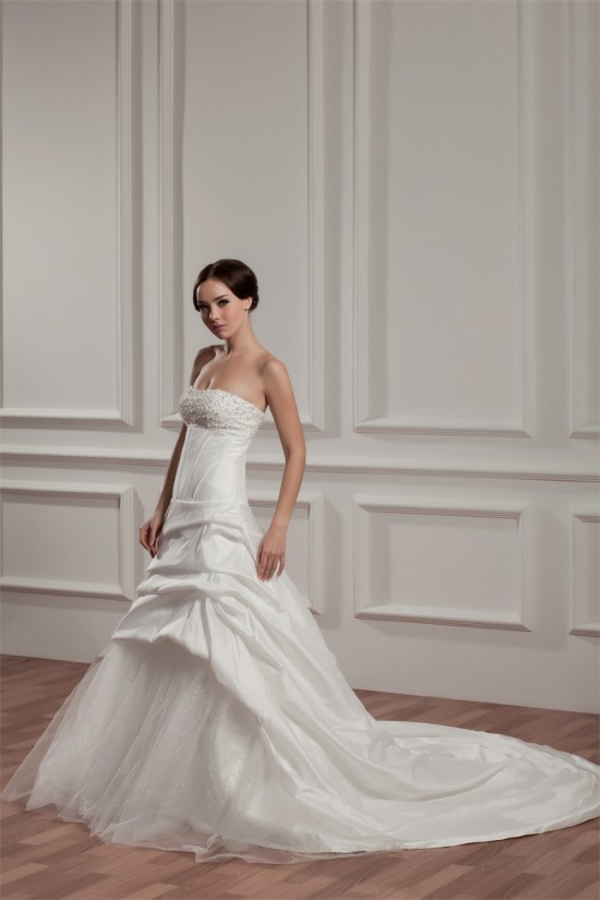 A-Line Sleeveless Satin Taffeta Sweetheart Sweet Wedding Dresses 2030547 A-Line Sleeveless Satin Taffeta Sweetheart Sweet Wedding Dresses 2030547