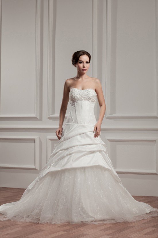A-Line Sleeveless Satin Taffeta Sweetheart Sweet Wedding Dresses 2030547 A-Line Sleeveless Satin Taffeta Sweetheart Sweet Wedding Dresses 2030547