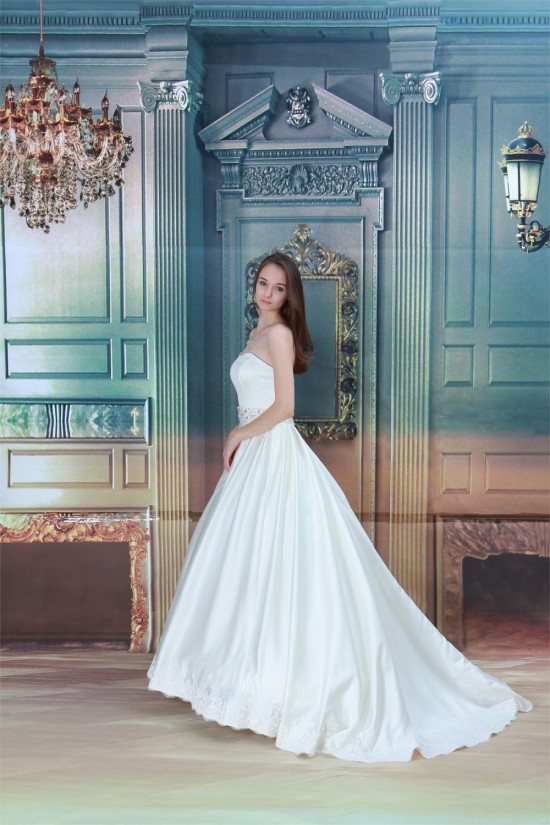 A-Line Sleeveless Soft Sweetheart Satin Beaded Lace Wedding Dresses 2030548 A-Line Sleeveless Soft Sweetheart Satin Beaded Lace Wedding Dresses 2030548