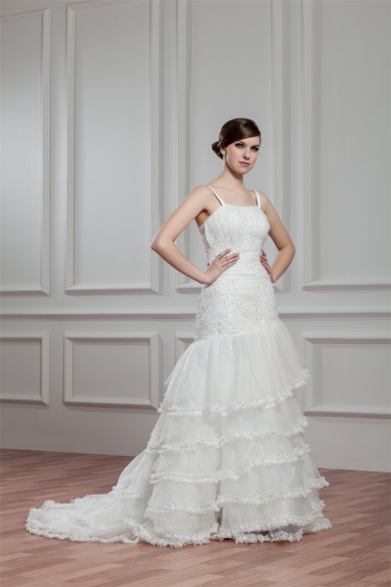 A-Line Sleeveless Spaghetti Straps Satin Organza New Arrival Wedding Dresses 2030549 A-Line Sleeveless Spaghetti Straps Satin Organza New Arrival Wedding Dresses 2030549