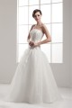 A-Line Sleeveless Strapless Satin Fine Netting Beaded Wedding Dresses 2030550