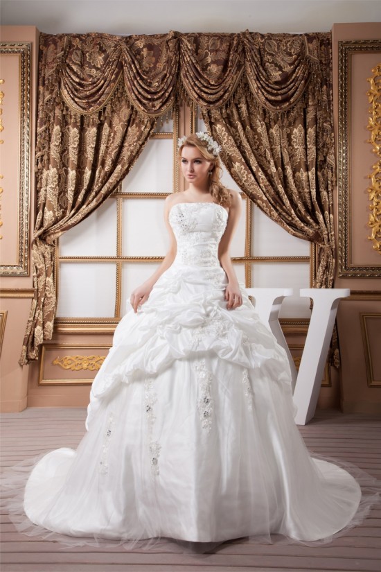A-Line Sleeveless Strapless Satin Organza Sweet Wedding Dresses 2030552 A-Line Sleeveless Strapless Satin Organza Sweet Wedding Dresses 2030552