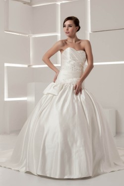 A-Line Sleeveless Sweetheart Satin Taffeta Beaded Wedding Dresses 2030555